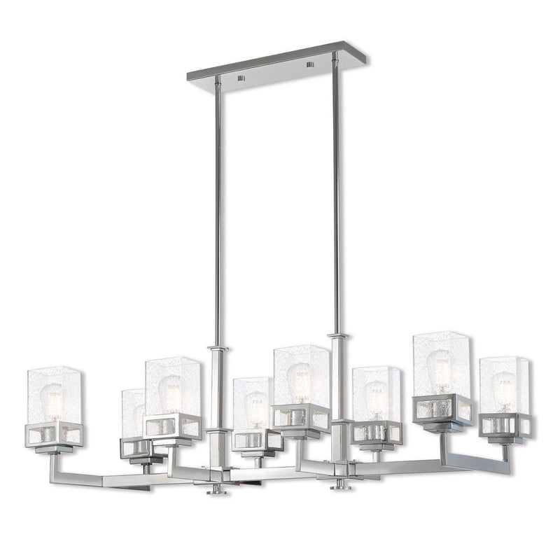 21" Eight Light Dimmable Chandelier With Shades - Silver