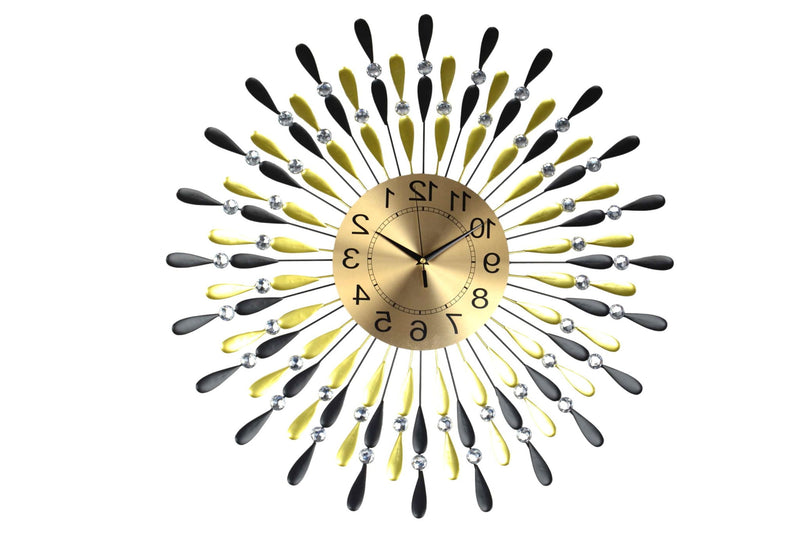 Silent Analog Starburst Wall Clock (626376) - Gold / Black