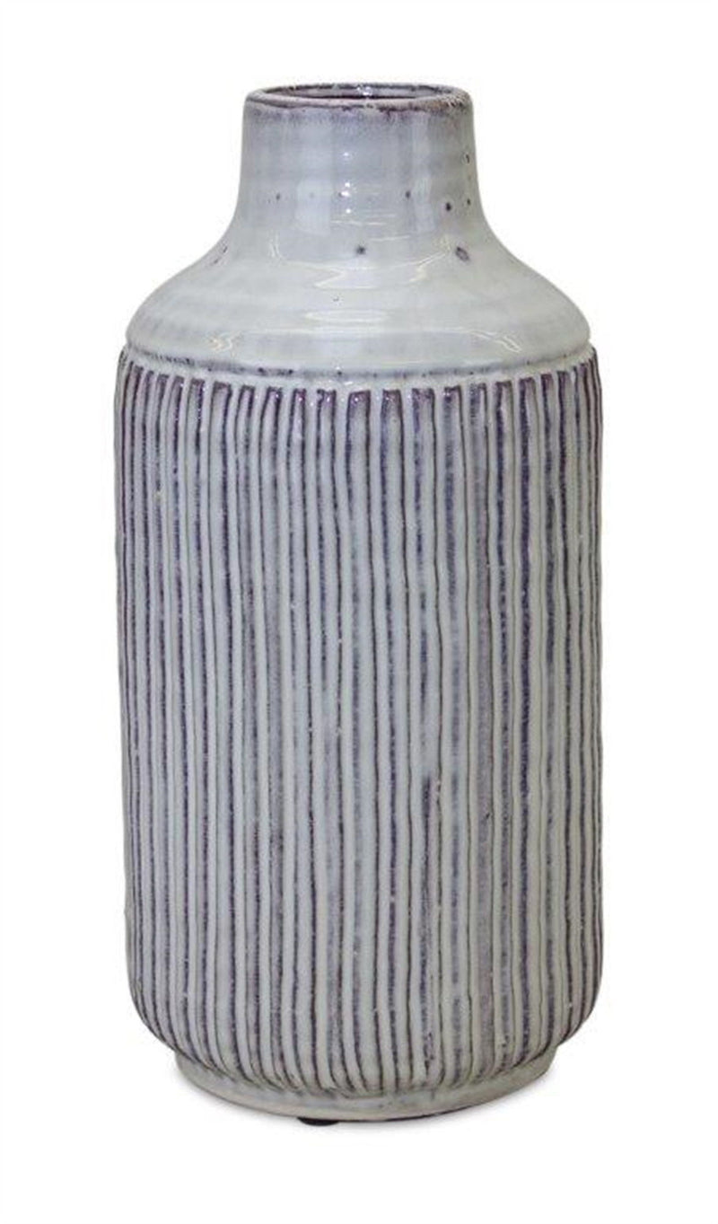 Ribbed Cylinder Table Vase - Gray / Gray