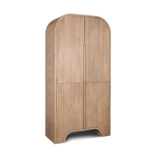 Load image into Gallery viewer, 72" Solid Wood Texture Door Arched Cabinet With Four Doors - Natural
