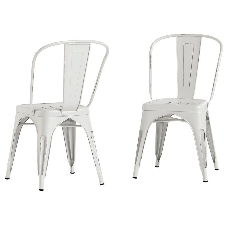 Metal Dining Parsons Chairs (Set of 2) - White