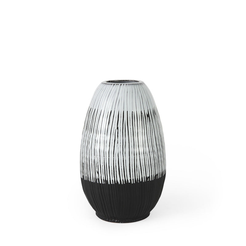 Abstract Cylinder Table Vase (397508) - Black / Gray / White