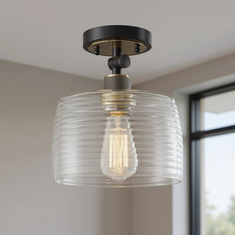 Shaded Dimmable Flush Chandelier With Shades - Gray