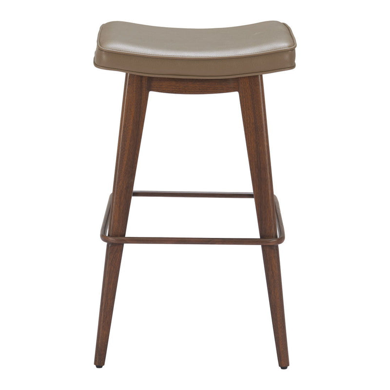 31" Faux Leather And Steel Backless Bar Height Bar Chairs (Set of 2) - Taupe / Walnut