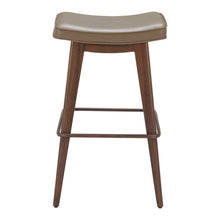 Load image into Gallery viewer, 31" Faux Leather And Steel Backless Bar Height Bar Chairs (Set of 2) - Taupe / Walnut
