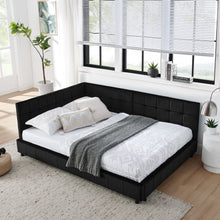 Load image into Gallery viewer, Mid-Century Storage Upholstered Tufted Bed Frame With Backrest And Armrests
