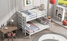 Load image into Gallery viewer, Wood Twin over Full Bunk Bed with Ladder, White
