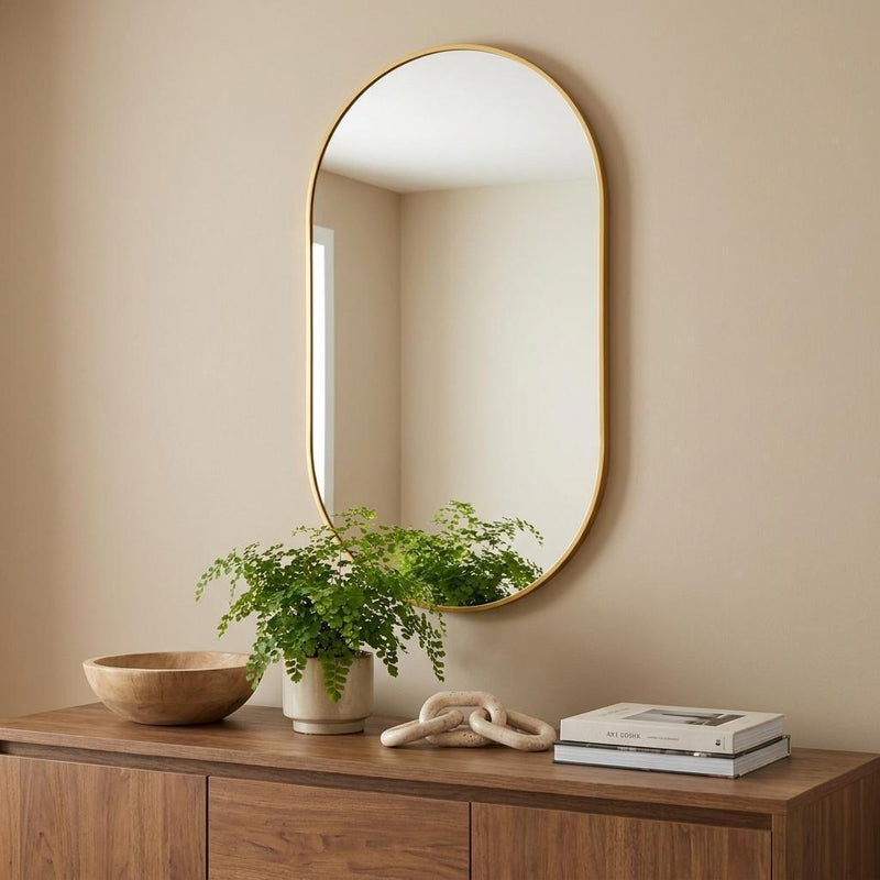Aluminum Oval Framed Accent Mirror (756092) - Gold