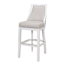 Load image into Gallery viewer, Faux Leather And Solid Wood Bar Height Swivel Bar Chair - Pearl Silver And White
