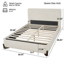 Load image into Gallery viewer, Queen Size Upholstered Bed With Slat Support - Beige
