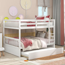 Load image into Gallery viewer, Full Over Full Bunk Bed with Trundle, Convertible to 2 Full Size Platform Bed, Full Size Bunk Bed with Ladder and Safety Rails for Kids, Teens, Adults,White(Old Sku:W504S00002)
