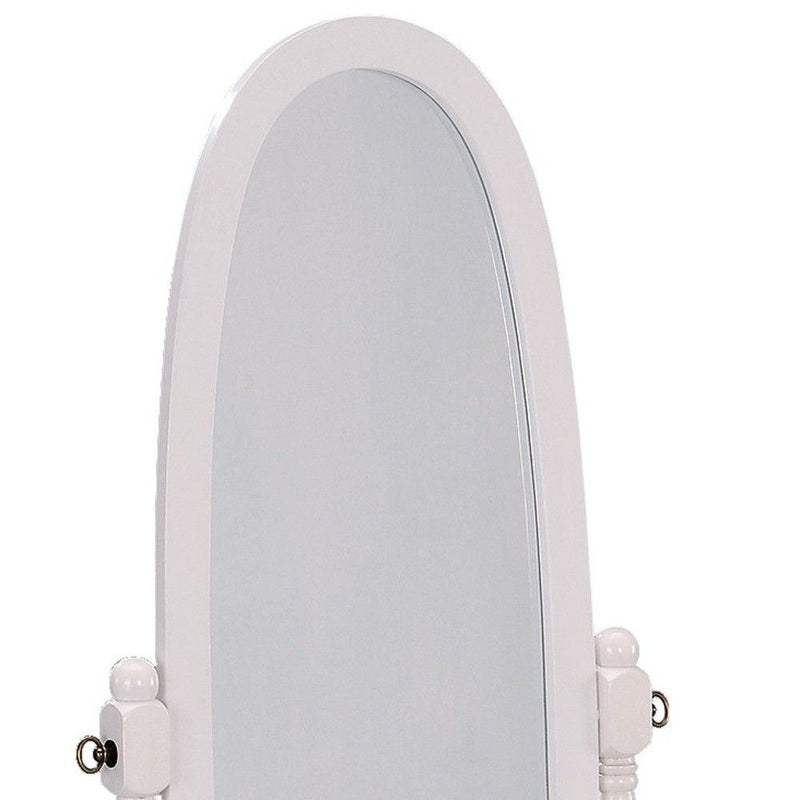60" Oval Wood Framed Freestanding Cheval Mirror - White