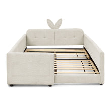Load image into Gallery viewer, Cute Rabbit Ear Upholstered Platform Bed Frame With Safety Rail
