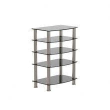 Load image into Gallery viewer, 5 Tier Tempered Glass Side Table, Stainless Steel Frame End Table For Living Room, Bedroom - Black
