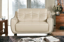 Load image into Gallery viewer, Faux Leather Love Seat - Beige / Black
