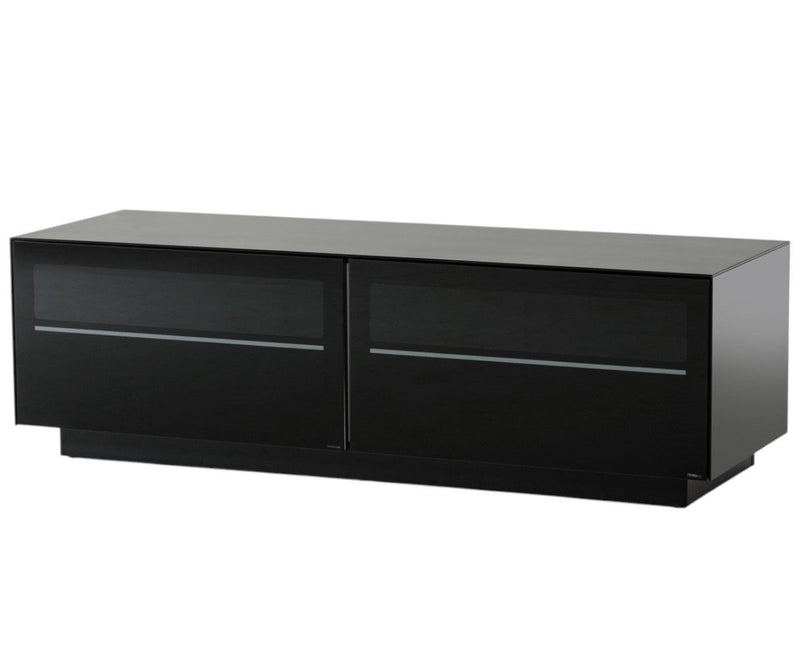 59" Glass And Wood Enclosed Storage TV Stand - Black