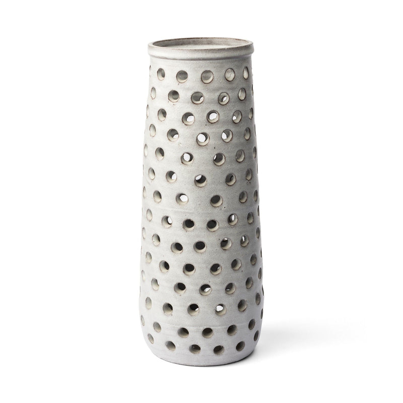 Polka Dots Cylinder Table Vase - White