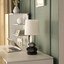 Load image into Gallery viewer, Metal Table Lamp With White Drum Shade - Black Gray / White
