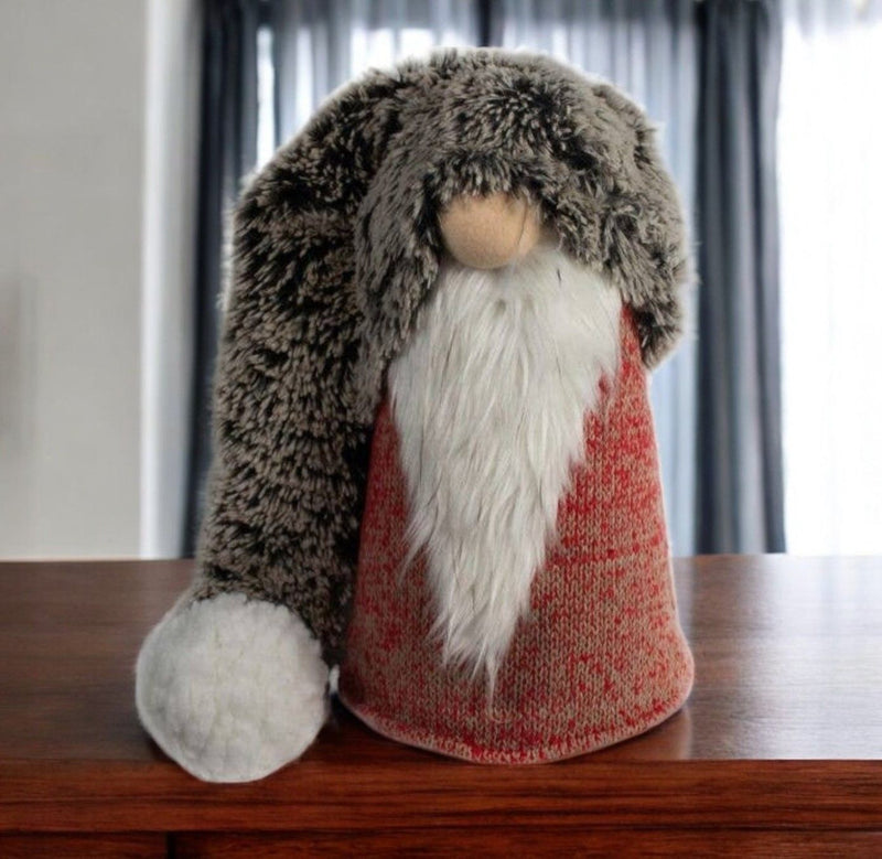 Fabric Christmas Santa Standing Gnome (552198) - Red / Gray / White