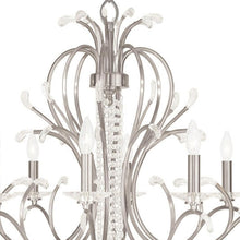 Load image into Gallery viewer, 28" Eight Light Metal Dimmable Chandelier With Shades - Nickel / Clear
