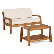 Load image into Gallery viewer, 2 Piece Outdoor Conversation Set (Loveseat &amp; Coffee Table With Water-Resistant Cushions)

