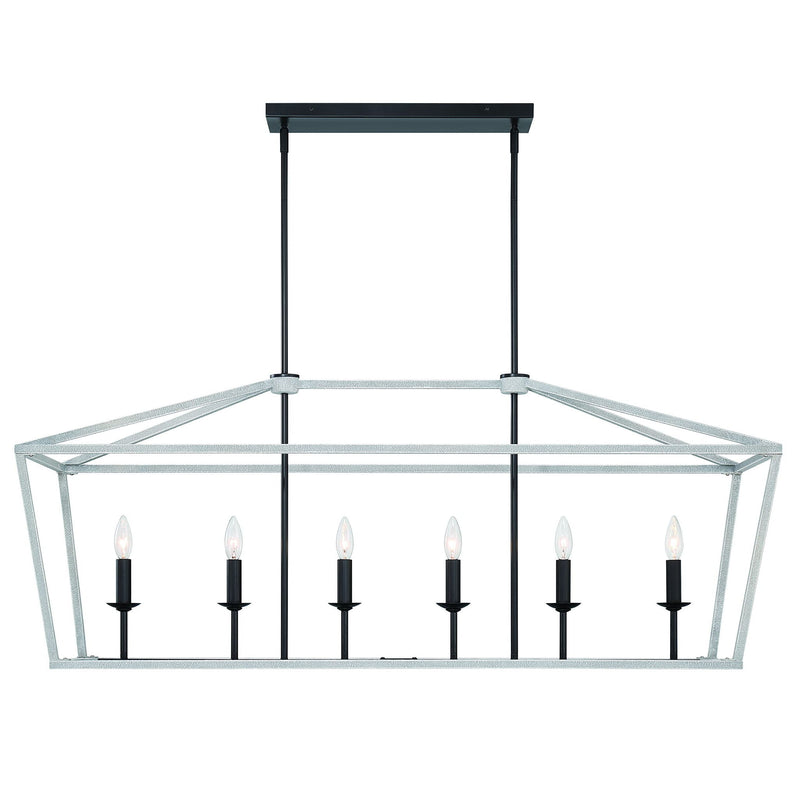 Candle Style Six Light Metal Dimmable Chandelier - Black / White