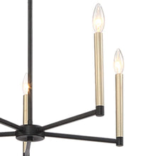 Load image into Gallery viewer, 9" Candle Style Five Light Metal Dimmable Chandelier - Black / Gold
