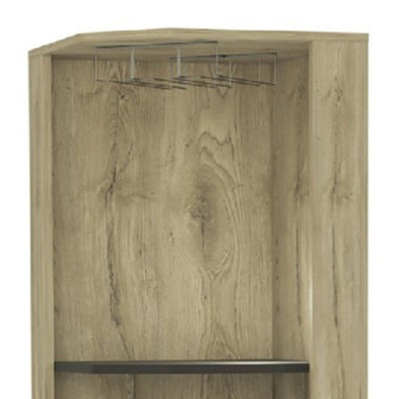 Corner Bar Cabinet With Eleven Shelves - Brown And Black