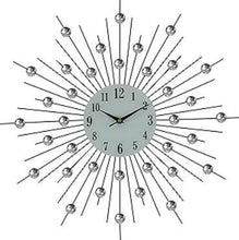 Load image into Gallery viewer, Silent Analog Sunburst Wall Clock - Black / White / Clear
