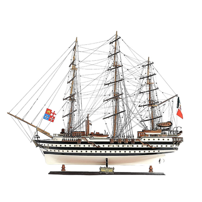 Hand Painted Amerigo Vespucci Model Boat - Black / White