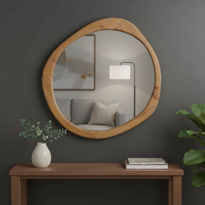 32" Abstract Framed Accent Mirror - Brown