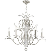 Load image into Gallery viewer, 26" Six Light Dimmable Chandelier With Shades - Nickel

