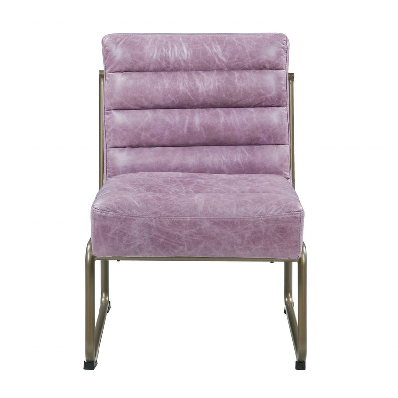 Top Grain Leather And Steel Ikat Side Chair - Wisteria