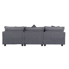 Load image into Gallery viewer, 112.2&quot; L-Shape Chenille Upholstered Sofa for Living Room Modern Luxury Sofa Couch with Ottoman, 5 Pillows, Gray
