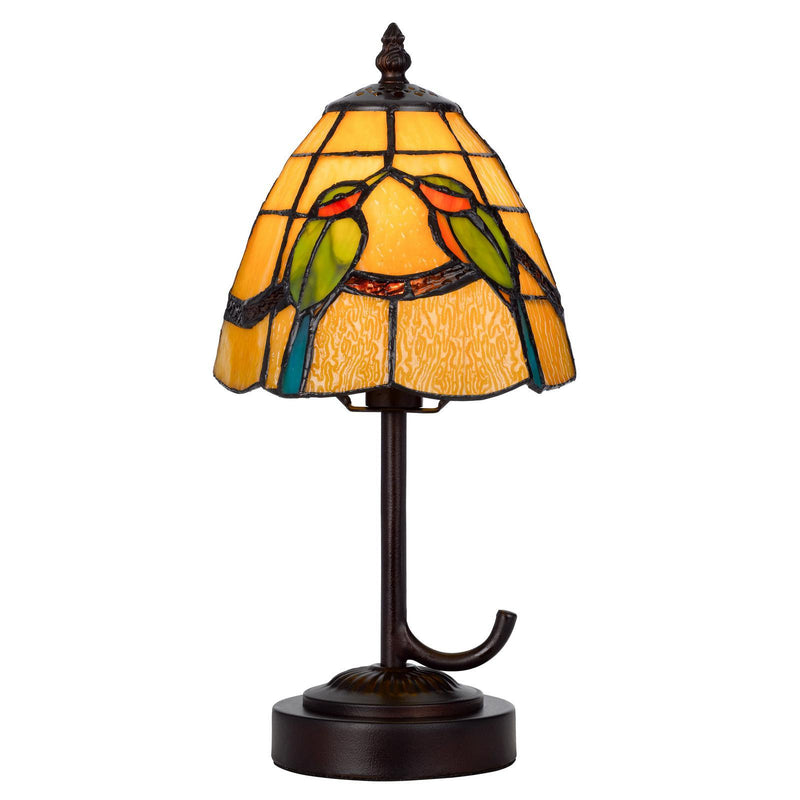 Birds Round Tiffany Lamp With Cone Shade - Bronze