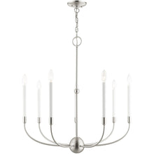 Load image into Gallery viewer, 30" Seven Light Dimmable Chandelier With Shades - Nickel

