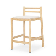 Load image into Gallery viewer, Fabric Solid Wood Low Back Counter Height Bar Chair - Beige
