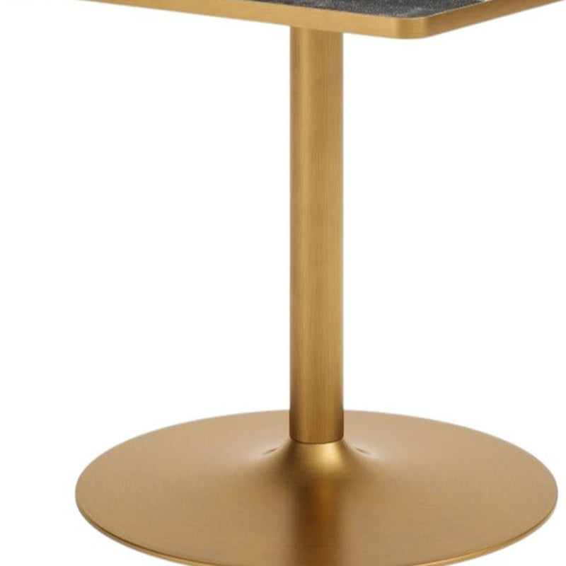 Faux Marble Steel Pedestal Base Square Dining Table - Black / Gold