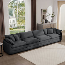 Load image into Gallery viewer, Modern Upholstered 4 Seater Fabric Sofa With Arm And Throw Pillows
