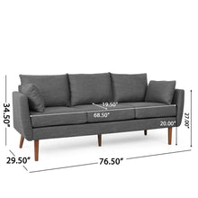 Load image into Gallery viewer, Diaphanous - Upholstered 3 Seater Sofa With 2 Accent Pillows And Wood Legs
