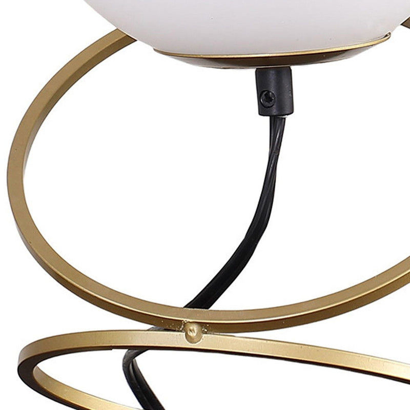 Metal Geo Spiral Bedside Lamp With White Globe Shade - Gold
