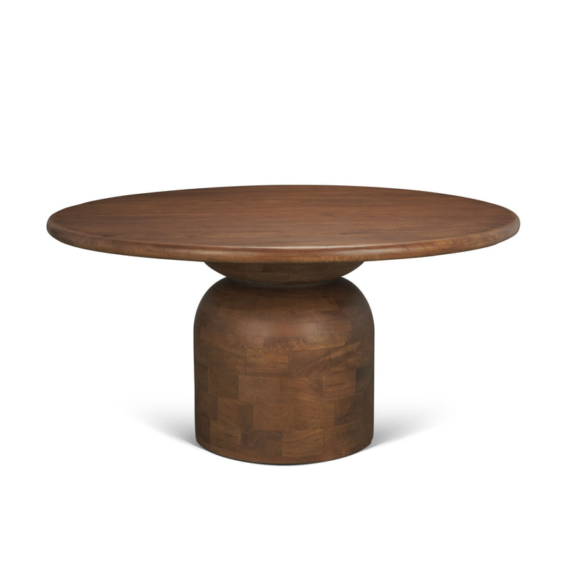 Solid Wood Pedestal Base Round Top Dining Table (727903) - Brown