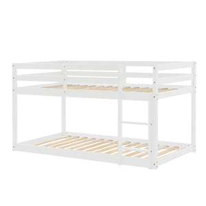 Twin over Twin Floor Bunk Bed, White(New SKU:W504P148538)