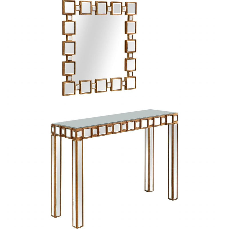 Mirrored Glass Console Table - Gold