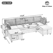 Load image into Gallery viewer, Sectional Sofa Bed With Pull Out Sleeper, USB Ports, Cup Holders
