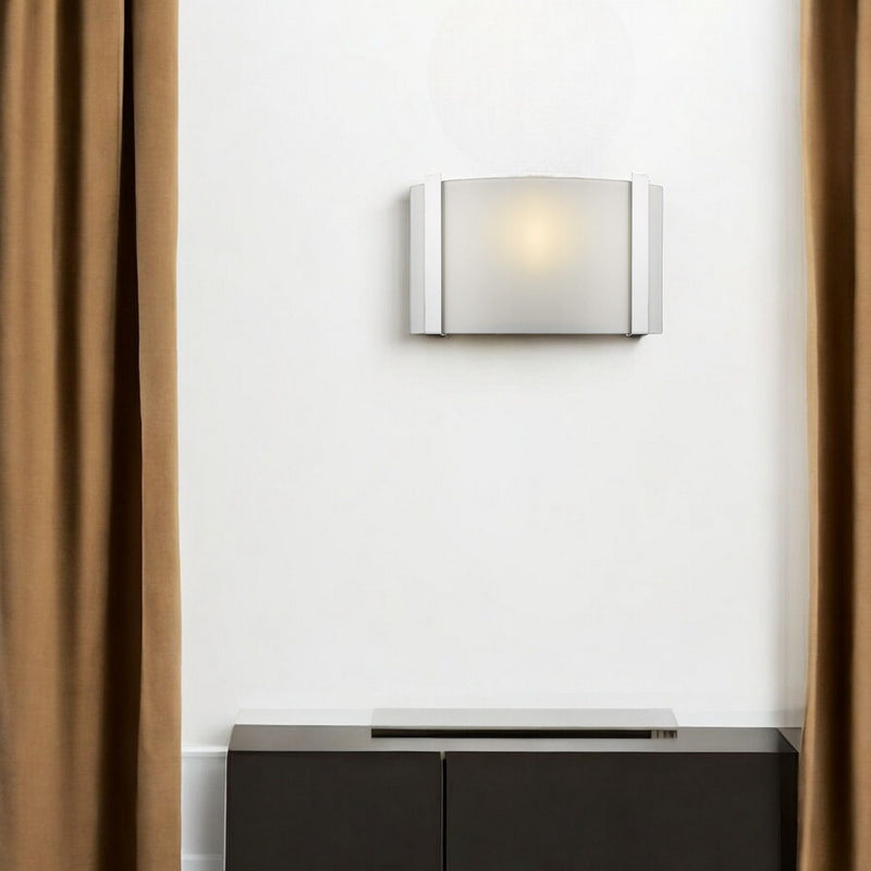 Polished Chrome Wall Sconce With Frosted Glass Shade - White