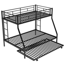 Load image into Gallery viewer, Twin over Full Bed with Sturdy Steel Frame, Bunk Bed with Twin Size Trundle, Two-Side Ladders, Black(OLD SKU:MF194424AAB)
