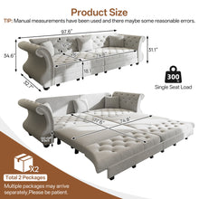 Load image into Gallery viewer, Oversized Chesterfield Pull Out Sofa Bed, Roll Arm Couch With Flower Tufting For Living Room
