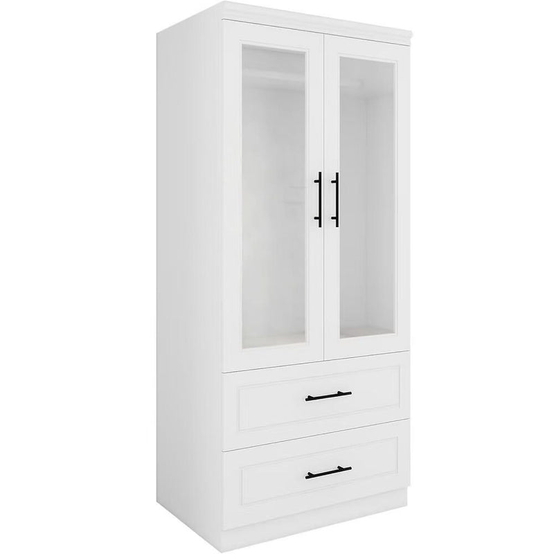 71" Clear Two Door Two Drawer Combo Dresser - Clear And White