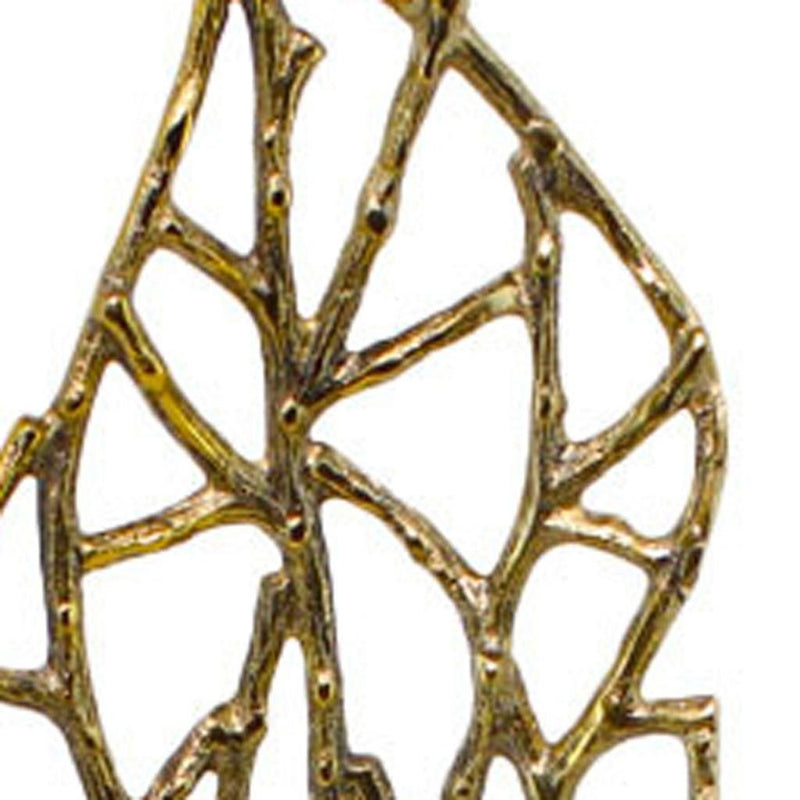 Marble Leaf Tabletop Sculpture - Gold / Gold